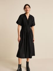 Black Puff Sleeve Midi Dress - Image 2 of 6