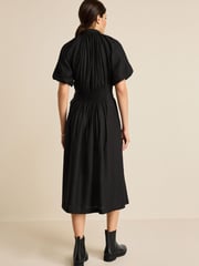 Black Puff Sleeve Midi Dress - Image 3 of 6