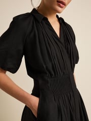 Black Puff Sleeve Midi Dress - Image 4 of 6