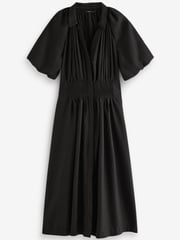 Black Puff Sleeve Midi Dress - Image 5 of 6