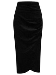 Pour Moi Black Jameela Glitter Stretch Velvet Midi Wrap Skirt - Image 2 of 3