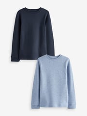 Blue/Navy Long Sleeve Thermal Tops 2 Pack (2-16yrs) - Image 1 of 5