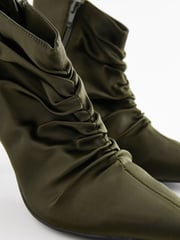Khaki Green Forever Comfort® Point Toe Ruched Ankle Boots - Image 4 of 5