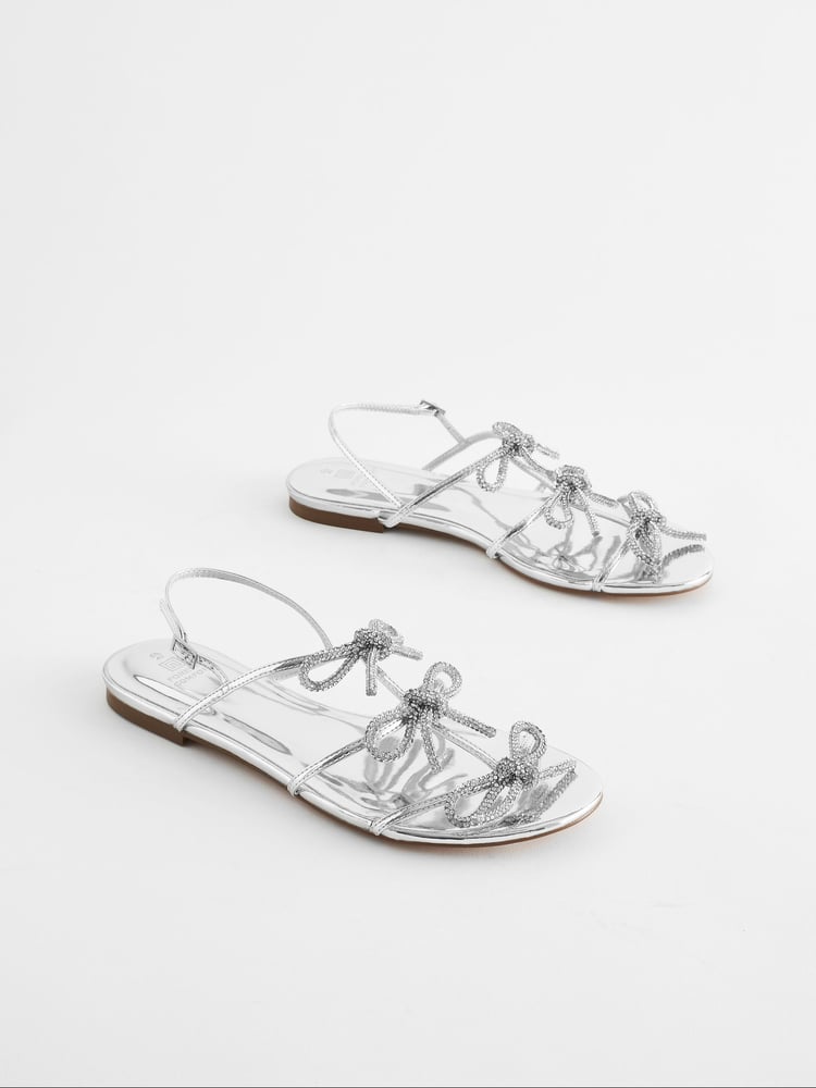 Silver Forever Comfort ® Bow Slingback Sandals - Image 1 of 5