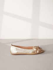 Gold Signature Leather Corsage Ballerinas - Image 2 of 6