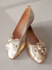 Gold Signature Leather Corsage Ballerinas - Image 3 of 6