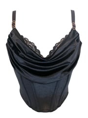 Pour Moi Black India Velvet Luxe Metallic Lace Cowl Neck Bustier Bralette - Image 3 of 4