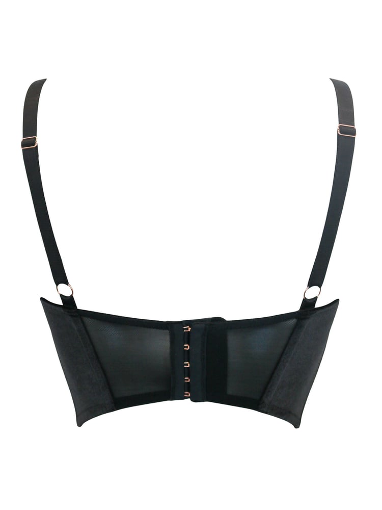 Pour Moi Black India Velvet Luxe Metallic Lace Cowl Neck Bustier Bralette - Image 4 of 4