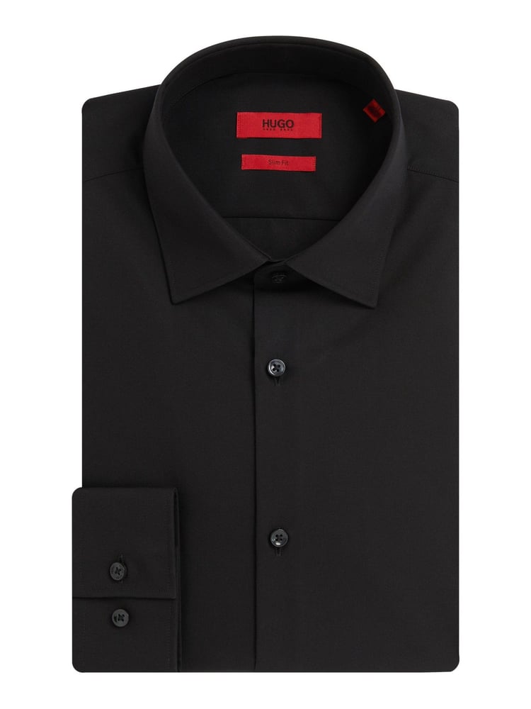 HUGO Black Slim Fit Formal 100% Cotton Long Sleeve Shirt - Image 8 of 8