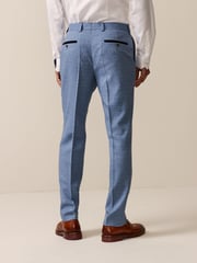 Light Blue Tailored Fit Check Suit Trousers - Image 2 of 11