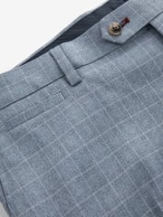 Light Blue Tailored Fit Check Suit Trousers - Image 7 of 11
