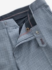 Light Blue Tailored Fit Check Suit Trousers - Image 8 of 11