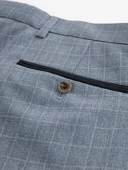 Light Blue Tailored Fit Check Suit Trousers - Image 9 of 11