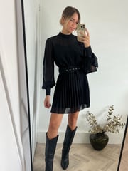 Style Cheat Black Mia High Neck Pleated Mini Dress - Image 3 of 4