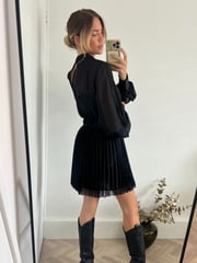Style Cheat Black Mia High Neck Pleated Mini Dress - Image 4 of 4