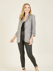Yumi Silver Sequin Blazer With Pockets - Image 3 of 4