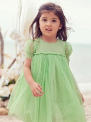 Green Mesh Party Dress (3mths-7yrs) - Image 1 of 6