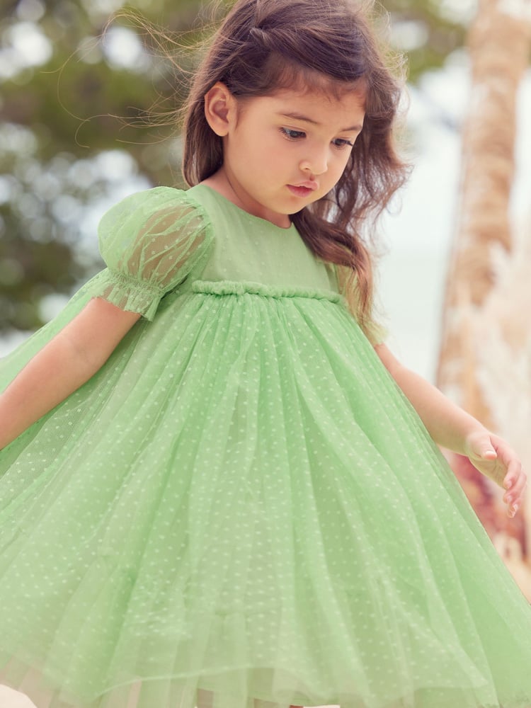 Green Mesh Party Dress (3mths-7yrs) - Image 2 of 6