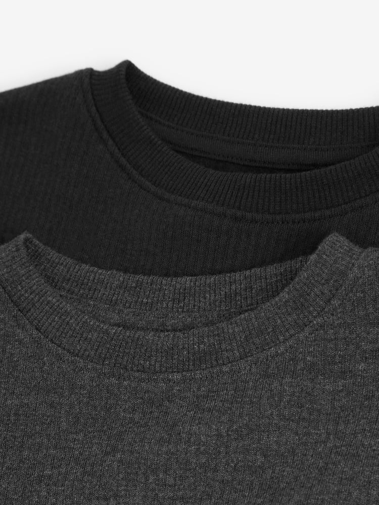 Black/Grey Long Sleeve Thermal Tops 2 Pack (2-16yrs) - Image 5 of 5