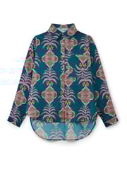 Another Sunday Long Sleeved Satin Oversized Shirt In Multi Print - Image 4 of 6