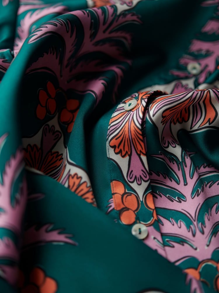 Another Sunday Long Sleeved Satin Oversized Shirt In Multi Print - Image 6 of 6