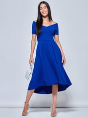 Jolie Moi Cobalt Blue Lenora Fit & Flare Midi Dress - Image 1 of 5