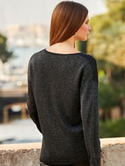 Sosandar Black Metallic V-Neck Jumper - Image 2 of 5