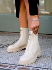Linzi Cream Della Ankle Boots With Zip Detail - Image 1 of 5