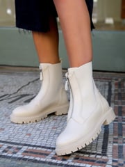 Linzi Cream Della Ankle Boots With Zip Detail - Image 2 of 5