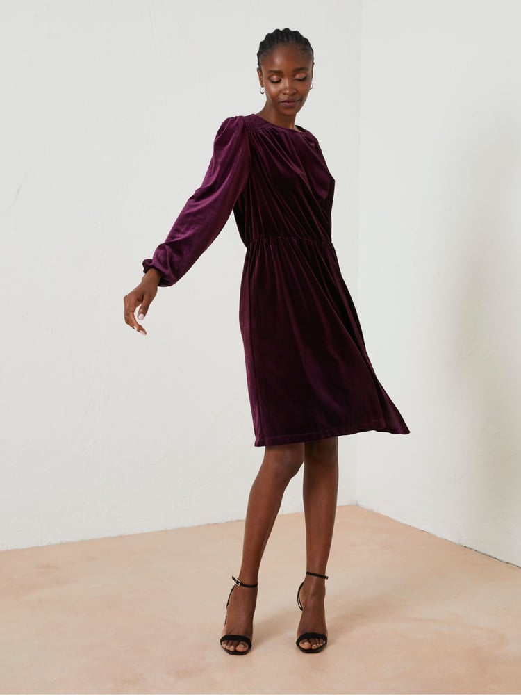 FatFace Purple Annie Velvet Dress - Image 1 of 6