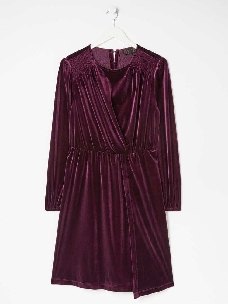 FatFace Purple Annie Velvet Dress - Image 6 of 6