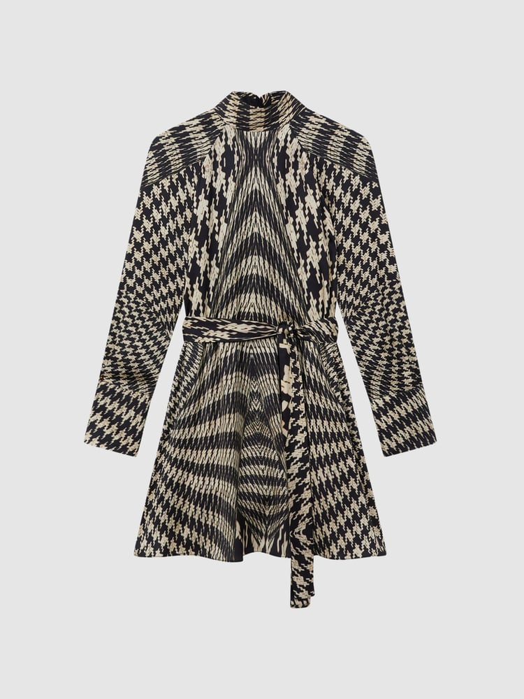 Reiss Black/White Ester Dogtooth Mini Dress - Image 2 of 5