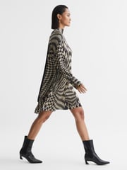 Reiss Black/White Ester Dogtooth Mini Dress - Image 3 of 5