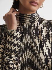 Reiss Black/White Ester Dogtooth Mini Dress - Image 4 of 5