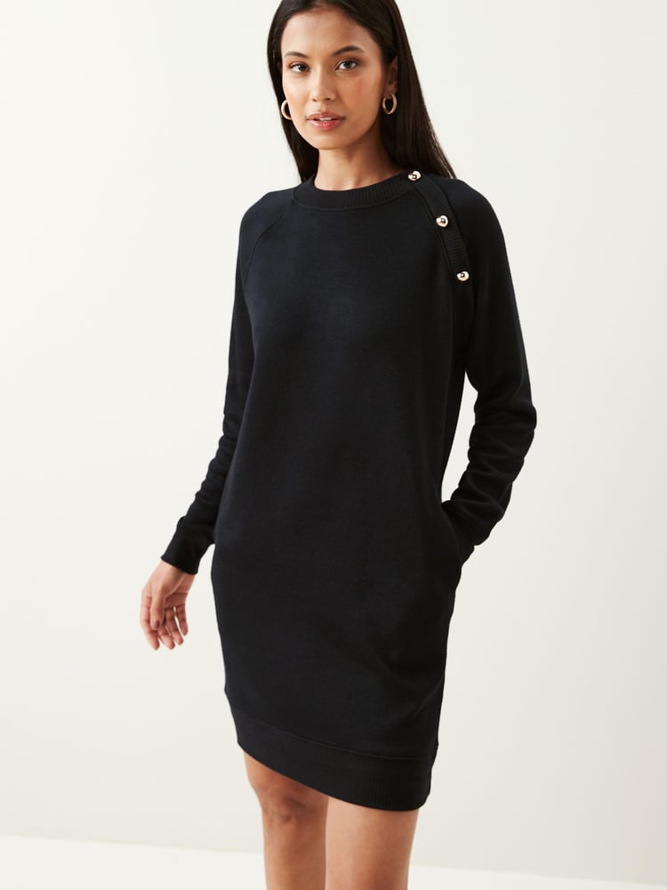 Black Soft Touch Cosy Zip Detail Jumper Dress - Image 1 of 6