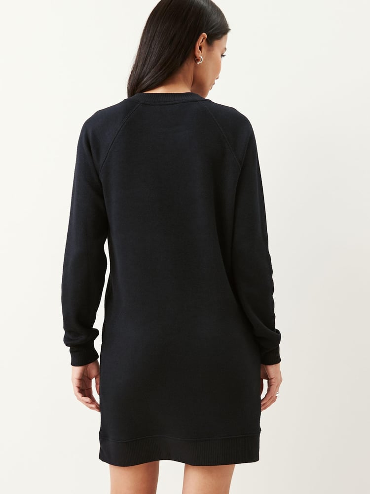 Black Soft Touch Cosy Zip Detail Jumper Dress - Image 2 of 6