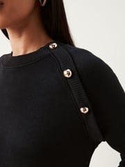 Black Soft Touch Cosy Zip Detail Jumper Dress - Image 3 of 6