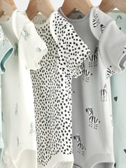 Monochrome Short Sleeve 100% Cotton Baby Bodysuits 5 Pack - Image 3 of 6