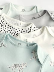 Monochrome Short Sleeve 100% Cotton Baby Bodysuits 5 Pack - Image 4 of 6