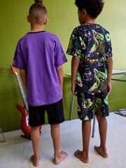 Black/Purple Football Short Pyjamas 2 Pack (3-16yrs) - Image 2 of 8