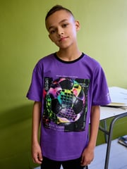 Black/Purple Football Short Pyjamas 2 Pack (3-16yrs) - Image 3 of 8