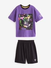 Black/Purple Football Short Pyjamas 2 Pack (3-16yrs) - Image 6 of 8