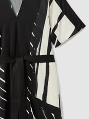 Reiss Black/White Cami Printed Fit and Flare Midi Dress - Image 7 of 7