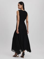Reiss Black Saffy Ruched Bodycon Midi Dress - Image 5 of 6