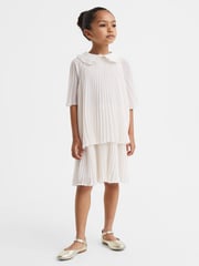 Reiss Ivory Nadia 4-9 yrs Pleated Collared Tiered Dress - Image 1 of 7
