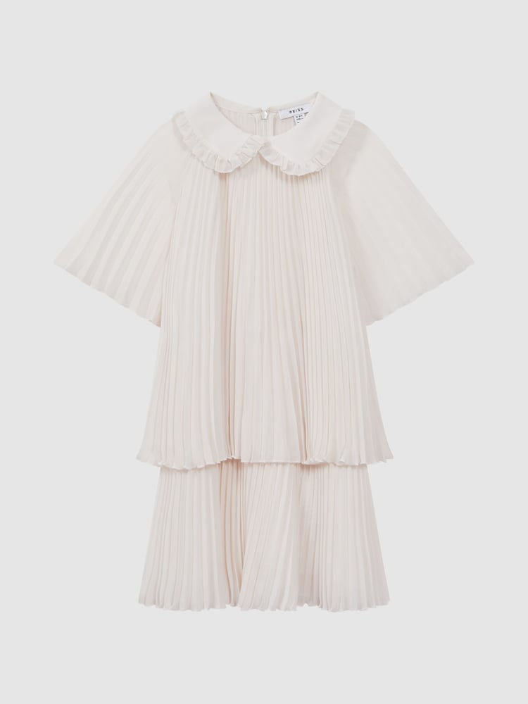 Reiss Ivory Nadia 4-9 yrs Pleated Collared Tiered Dress - Image 2 of 7