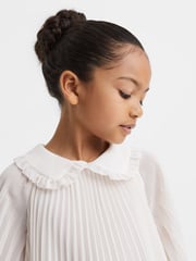 Reiss Ivory Nadia 4-9 yrs Pleated Collared Tiered Dress - Image 4 of 7
