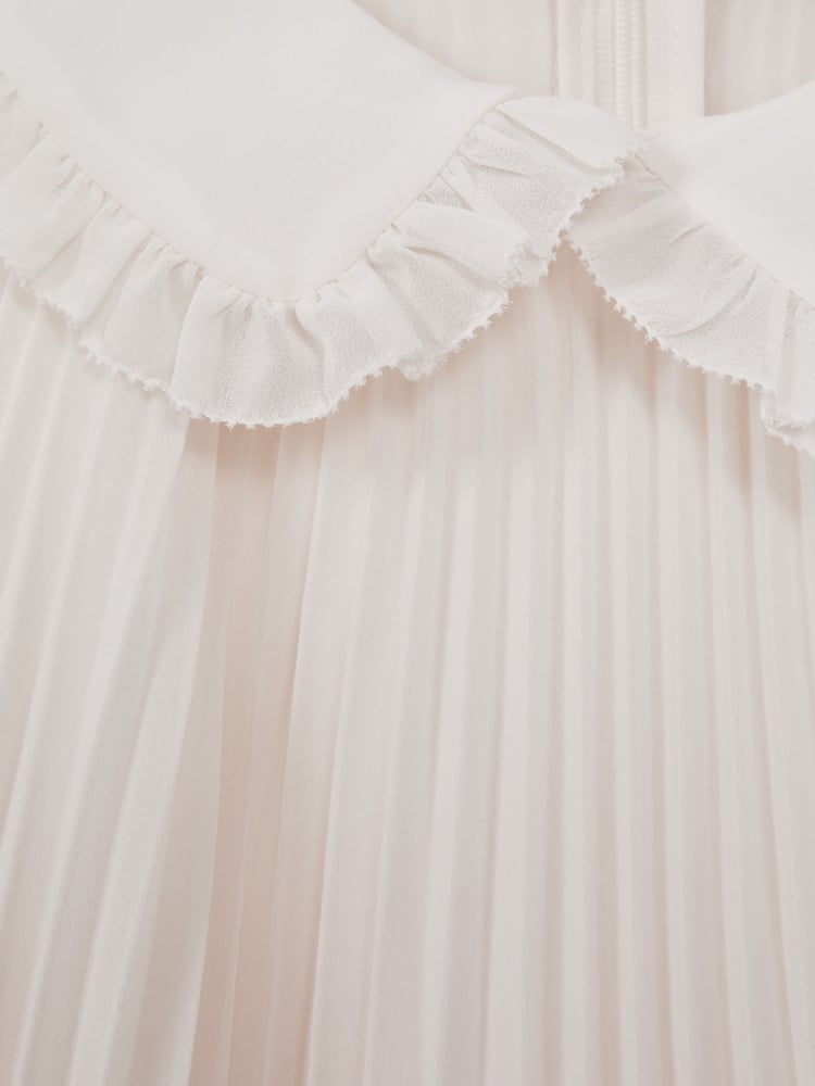 Reiss Ivory Nadia 4-9 yrs Pleated Collared Tiered Dress - Image 7 of 7