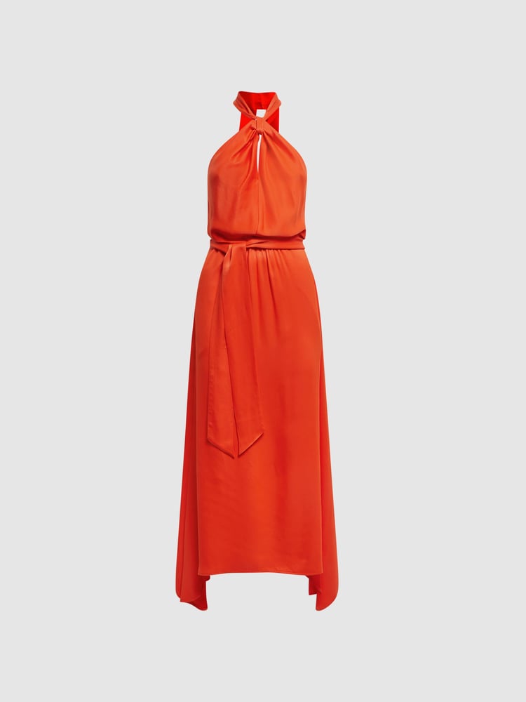 Reiss Orange Evelyn Fitted Halter Neck Midi Dress - Image 2 of 7