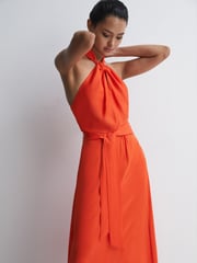Reiss Orange Evelyn Fitted Halter Neck Midi Dress - Image 3 of 7